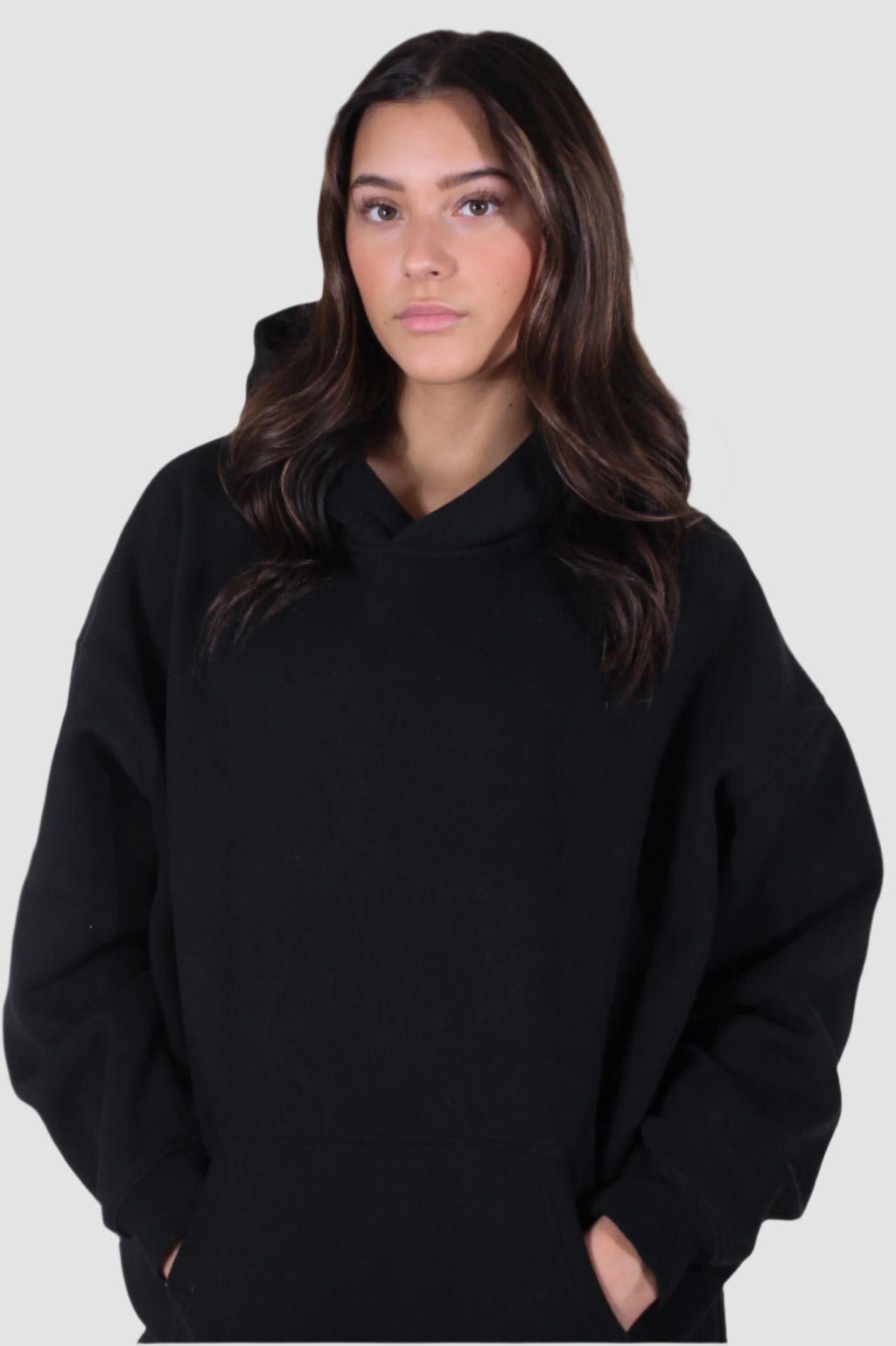 Classic black Aivvia Athletics hoodie in a simple, sleek silhouette; timeless and versatile for casual or sporty wear.


