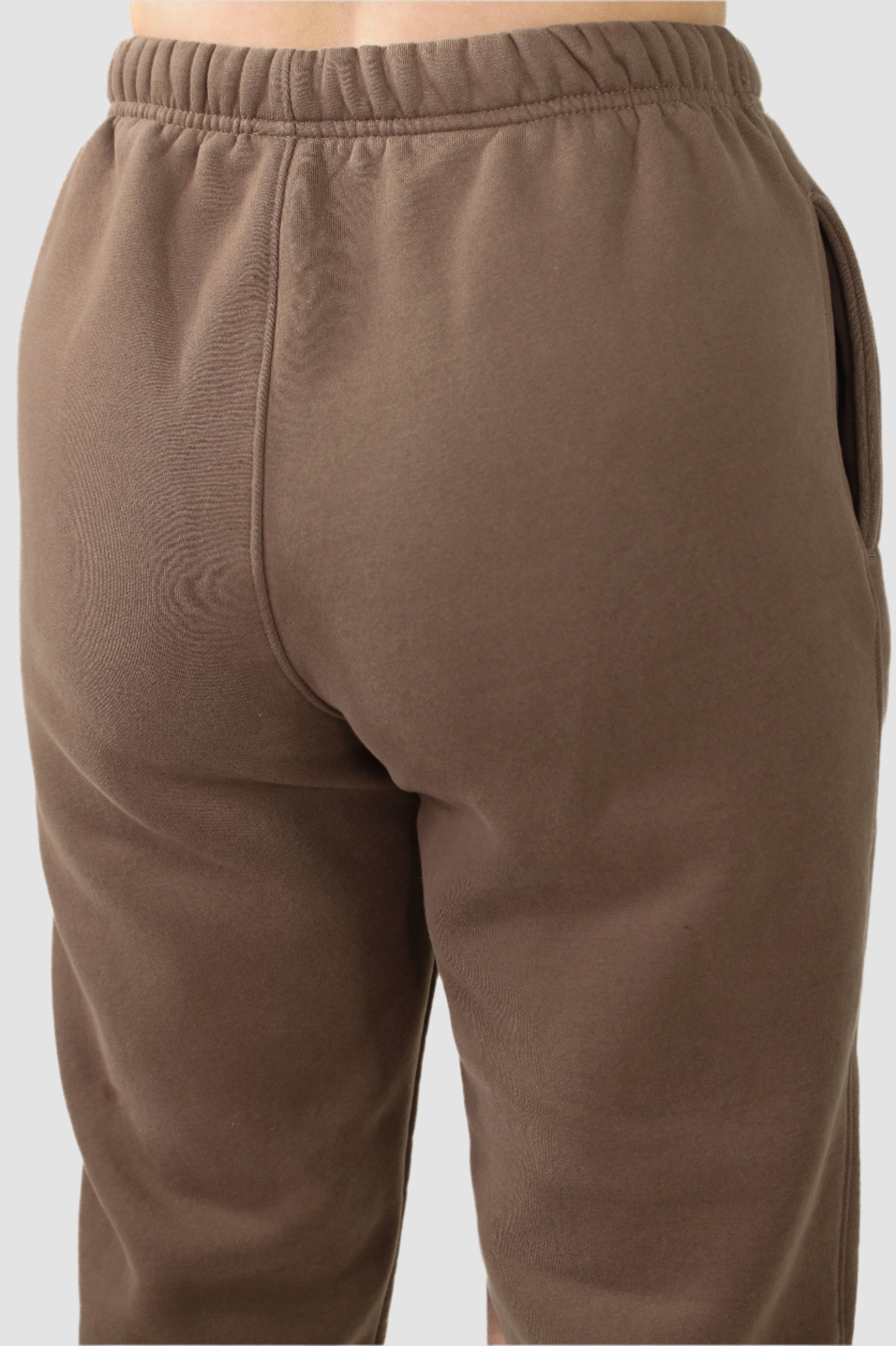 Back view of Aivvia Athletics brown women's sweatpants, elastic waistband, premium activewear comfort.