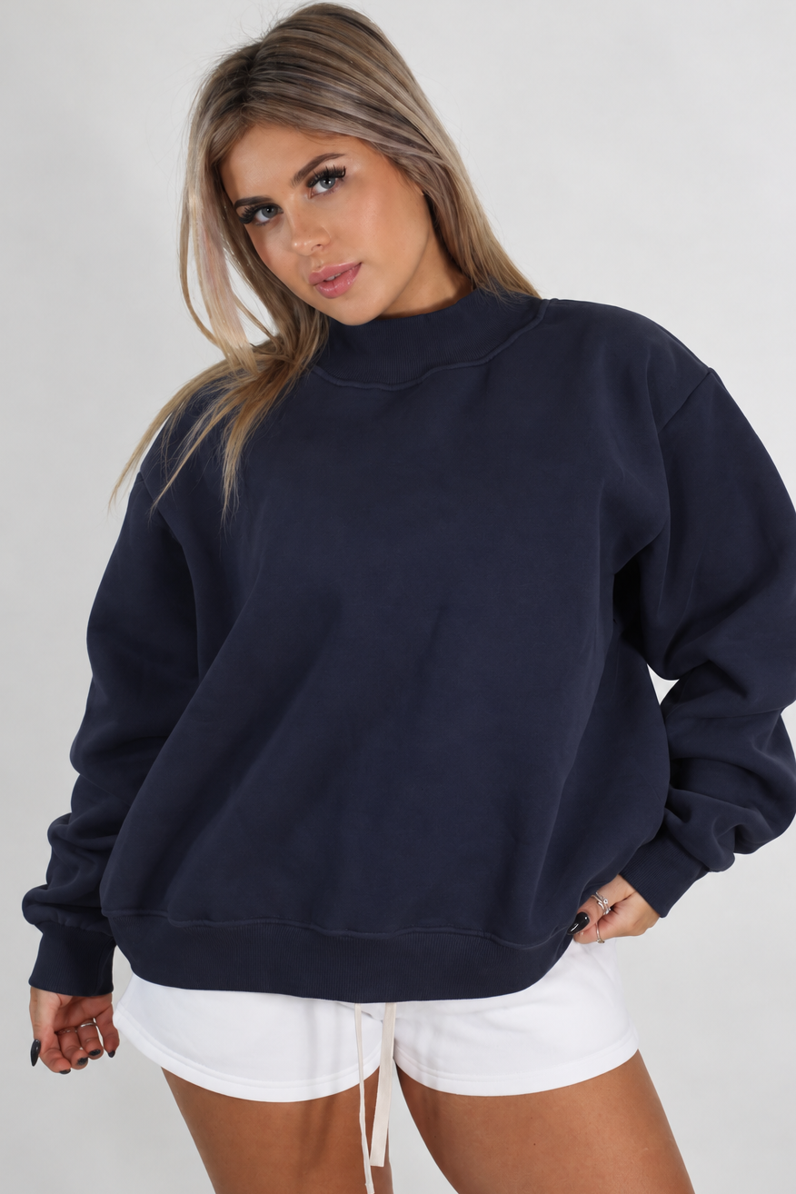 AIVVIA Athletics ASPEN Mock Neck Sweatshirt, oversized fleece sweatshirt