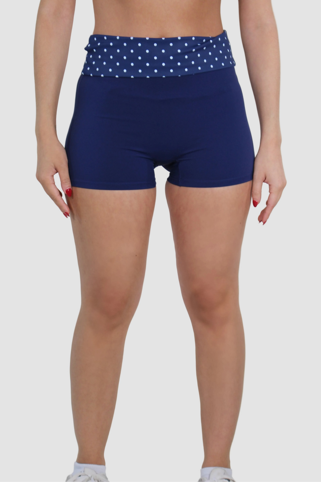AIVVIA Athletics HARBOR Shorts, navy high waisted bike shorts with contrast waistband
