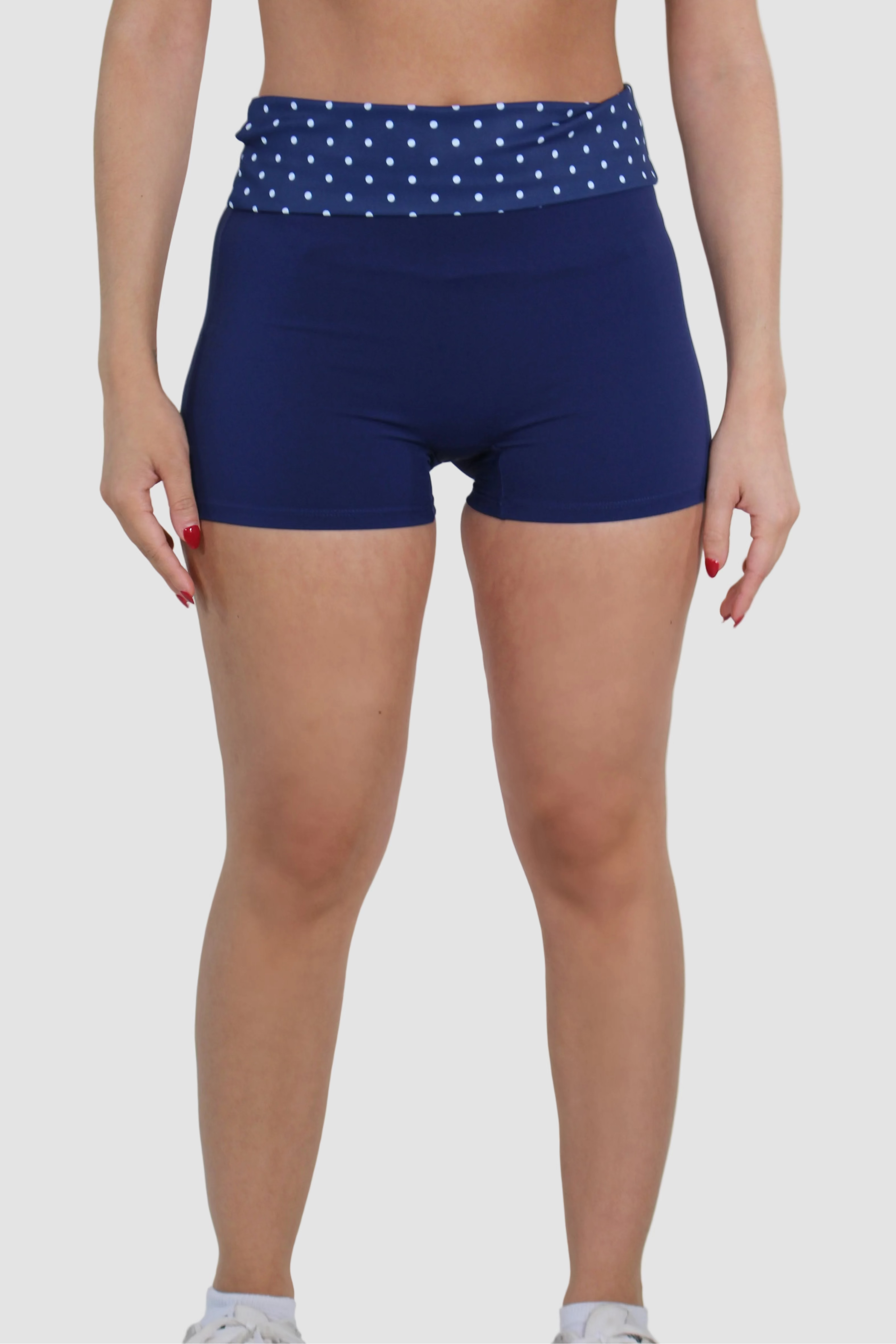AIVVIA Athletics HARBOR Shorts, navy high waisted bike shorts with contrast waistband