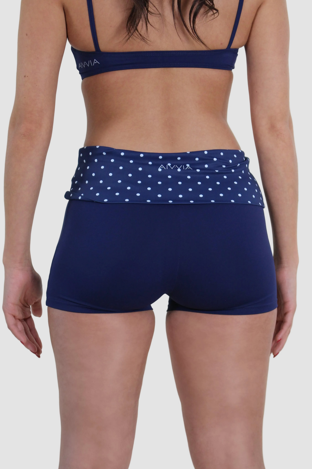 AIVVIA Athletics HARBOR Shorts, navy high waisted bike shorts with contrast waistband