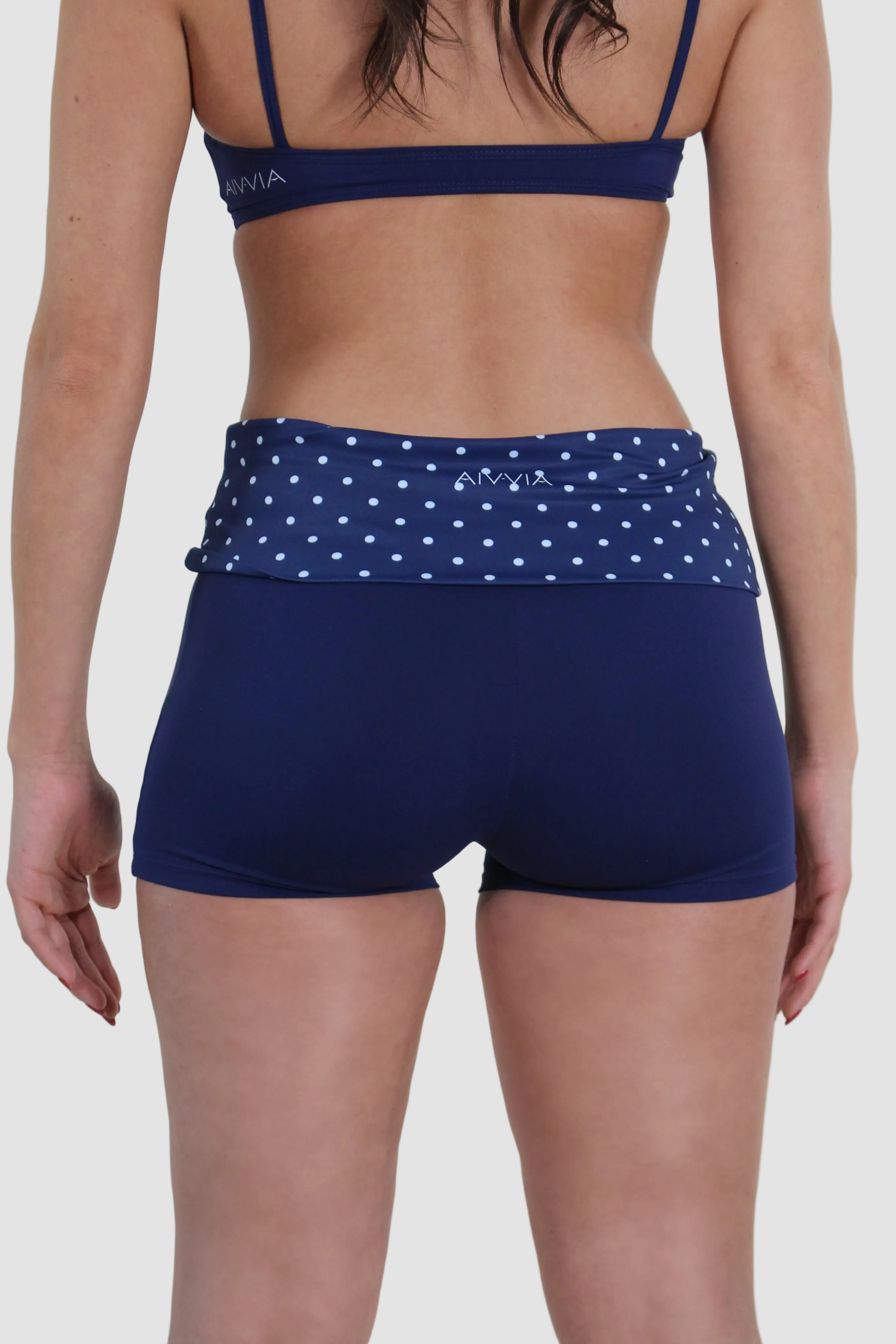 AIVVIA Athletics HARBOR Shorts, navy high waisted bike shorts with contrast waistband
