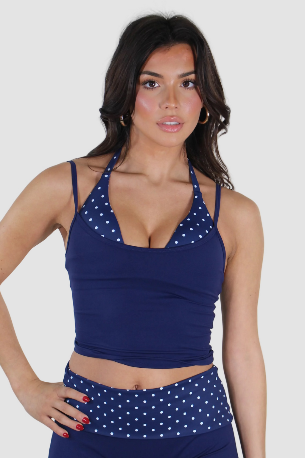 AIVVIA Athletics HARBOR Tank, navy scoop neck tank top with contrast hem band
