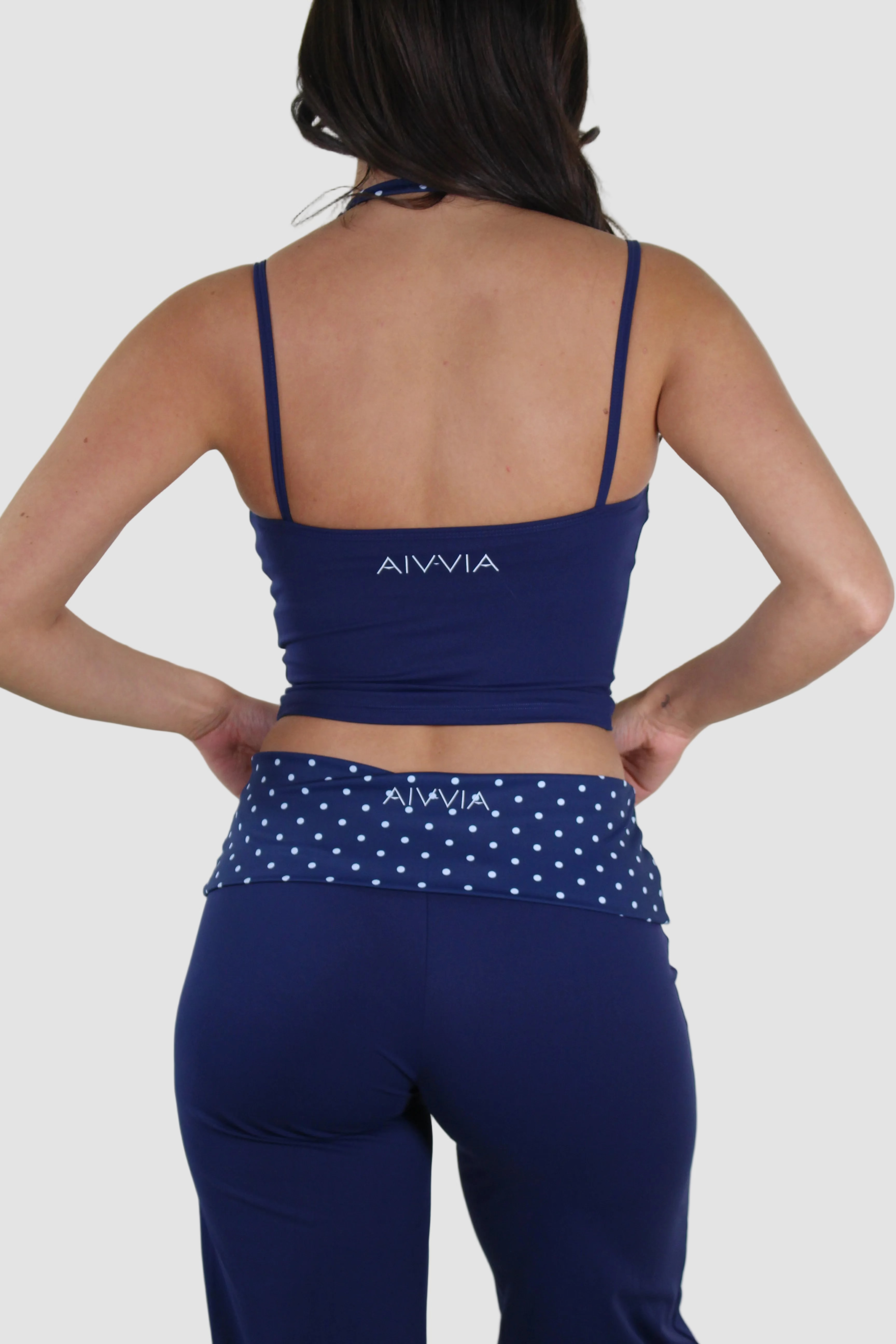 AIVVIA Athletics HARBOR Wide Leg Yoga Pants, navy wide leg yoga pants with contrast waistband