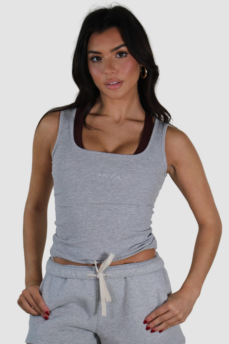 AIVVIA Athletics RIB Tank, ribbed cotton square neck tank top