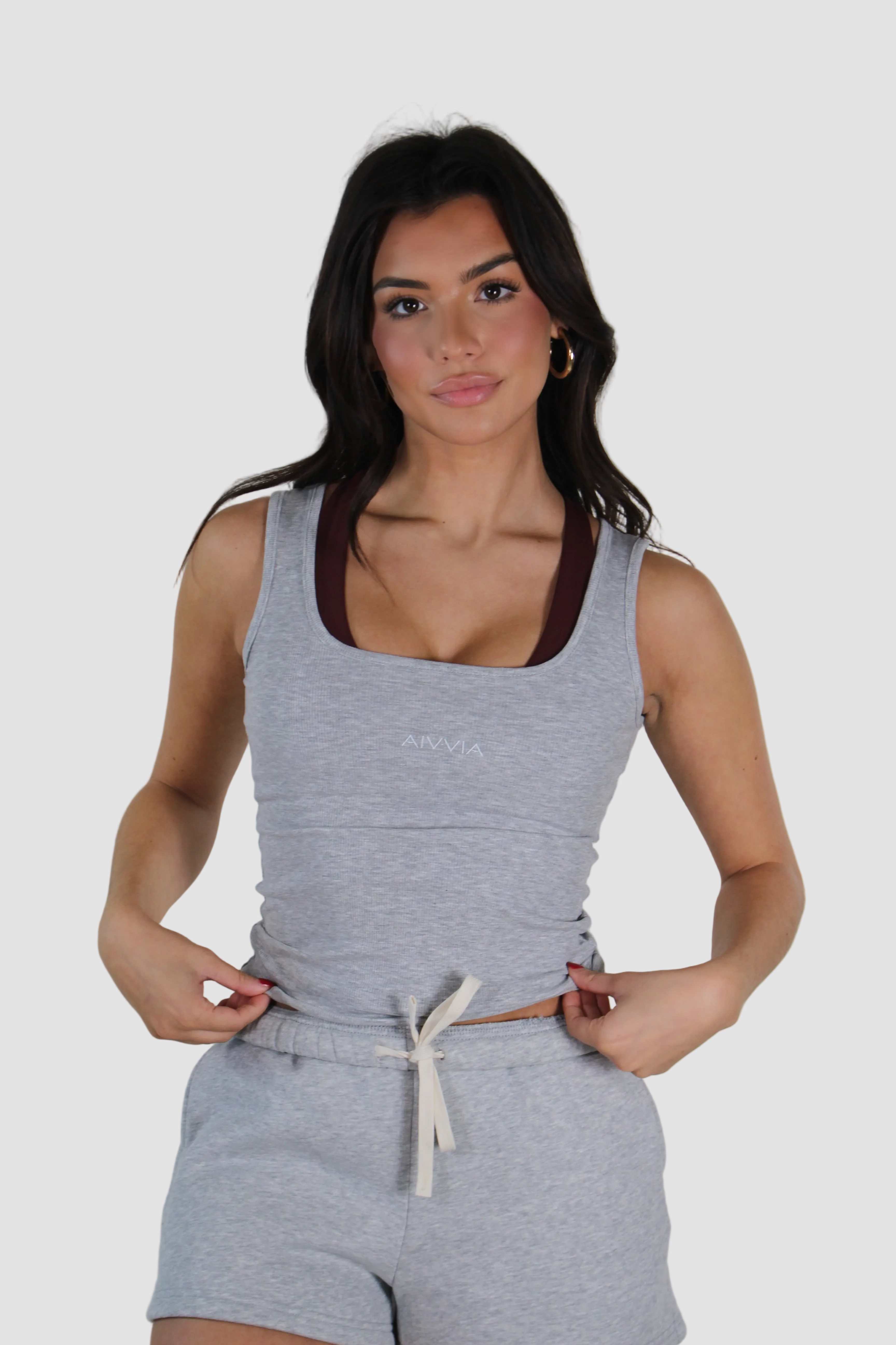 AIVVIA Athletics RIB Tank, ribbed cotton square neck tank top